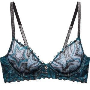Teal and Black Savage X Fenty Lace Bra size 32C